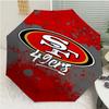 San Francisco 49ers LOGO Print Automatic Umbrella, 8 Rib Iron Frame, Plastic Handle, Suitable for Outdoor Travel &Daily , Ideal Gift