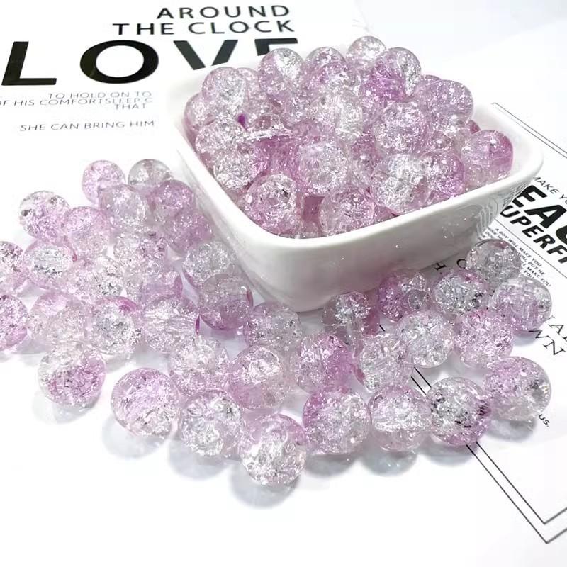 10mm Crackle Glass Round Beads, Loose Spacer Beads DIY Accessories for Bracelet Making 50pcs
