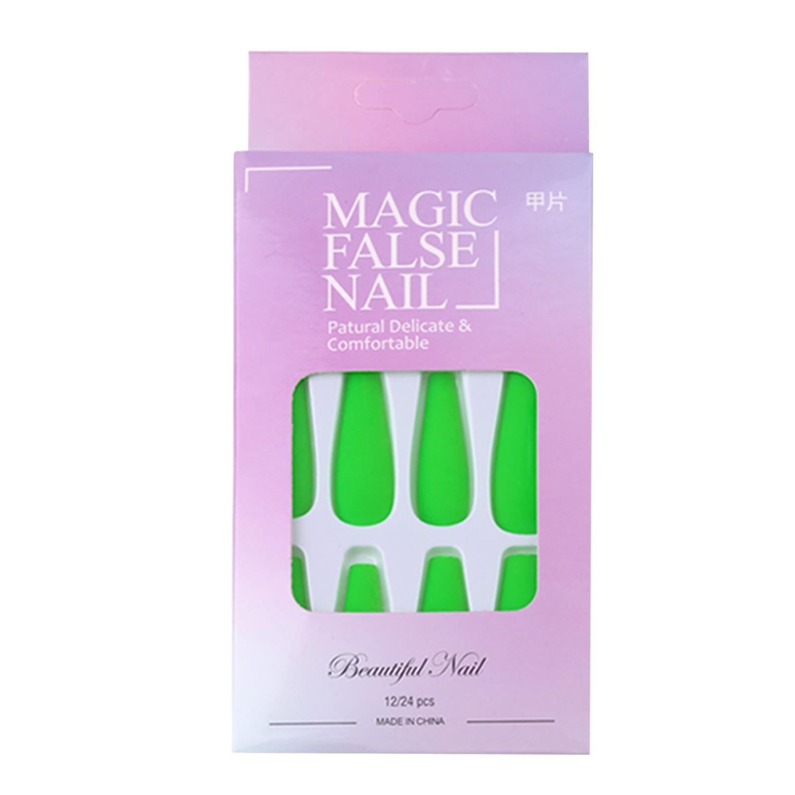 

24 шт. съемных накладных ногтей с длинным клеем One Size белый