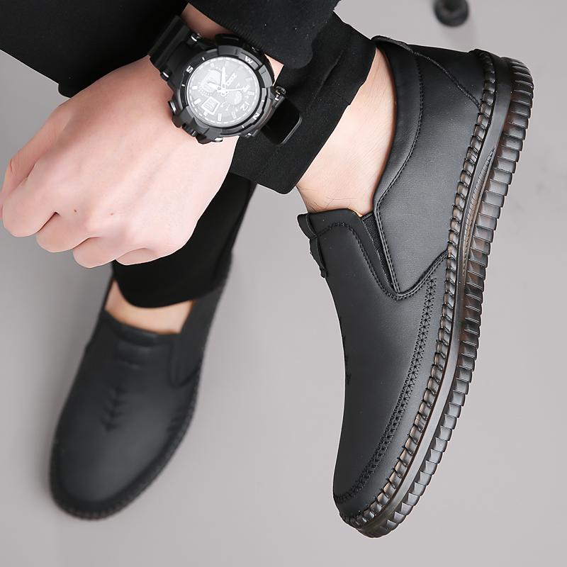 Fashion Mens Leather Shoes New Arrival Casual Office Shoes Business Men Slip-on Walking Shoes All-Match Loafers Handmade Dress Flats