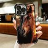 Ferghana Horse Animal Plating Phone Case For Iphone 16 17 Pro Max Air 16E 14 15 Plus 12 13 Mini Anti-Fall Airabag Cover