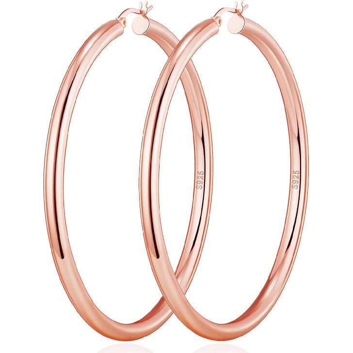 4mm Thick Gold Chunky Earrings Steling Silver Post Hoops Earrings For Women Hollow Tube Hoops Earrings Thick Gold Hoop Earrings Hypoallergenic