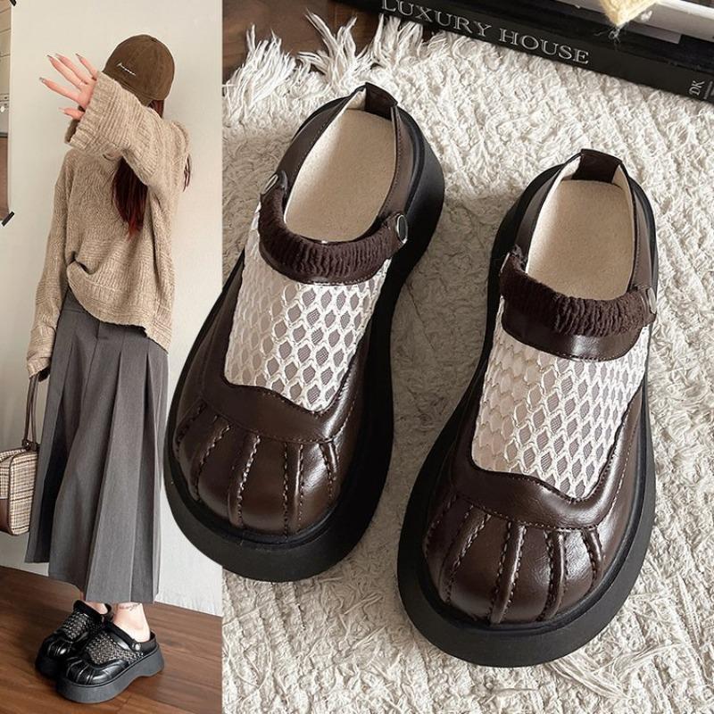 Fashion 2025 New Women's Platform Slippers Lace Mesh Half Slippers Women Outdoor Comfortable Heeled Slippers Woman Pantoufles Femme
