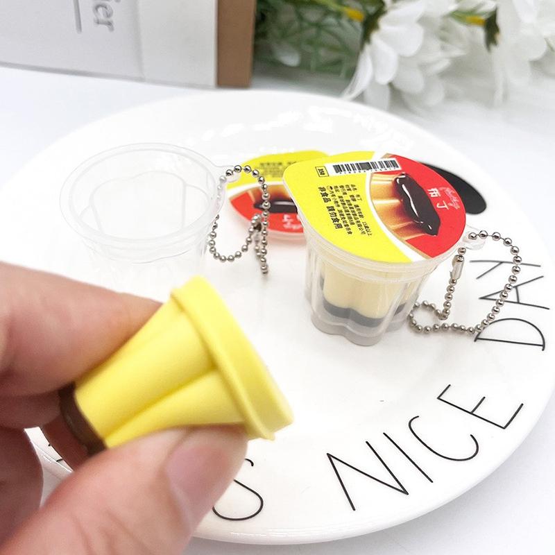 Japanese Pudding Keychain Play Pudding Jell-O Keychain Miniature Yogurt Pudding Ice Cream Pendant Soft Kneading Music Ornaments