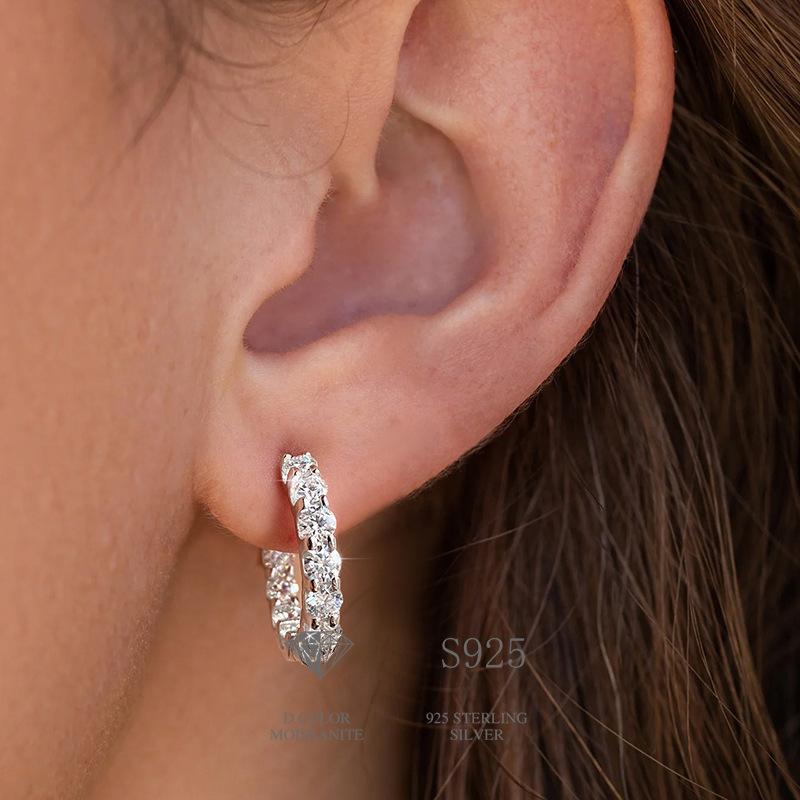 Gra Certified 2.6ct Moissanite Earring 925 Sterling Sliver Wedding Huggie Moissanite Hoop Earring for Women Wedding Jewelry