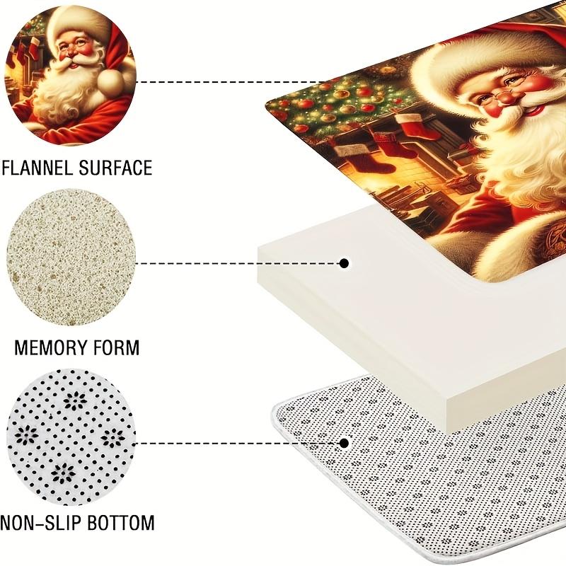 4Pcs Bathroom Shower Curtain Set Santa Claus  Bathroom Curtain With 12 Hooks Non Slip Rugs Toilet Cover Mat Bathroom Partition