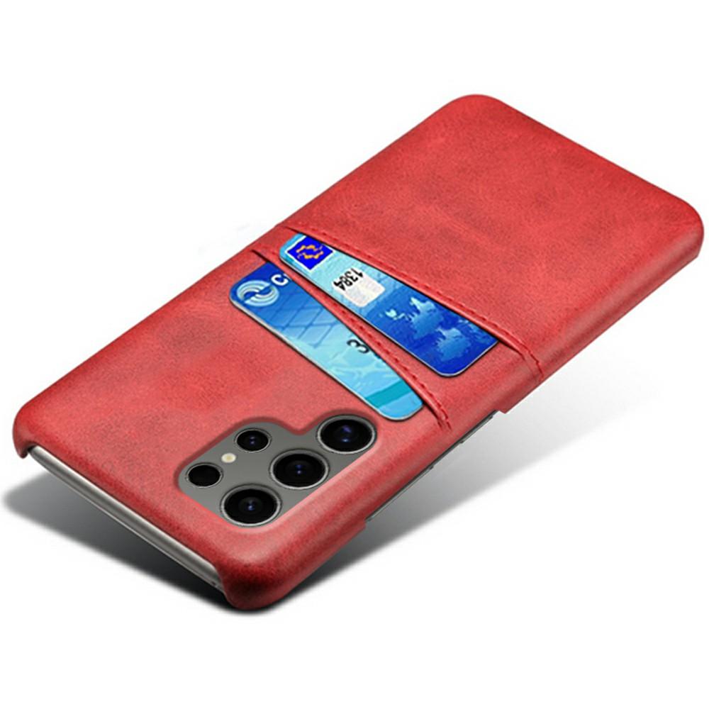 For Samsung Galaxy S25 Ultra Case Dual Card Slots PU Leather + Hard PC Phone Cover
