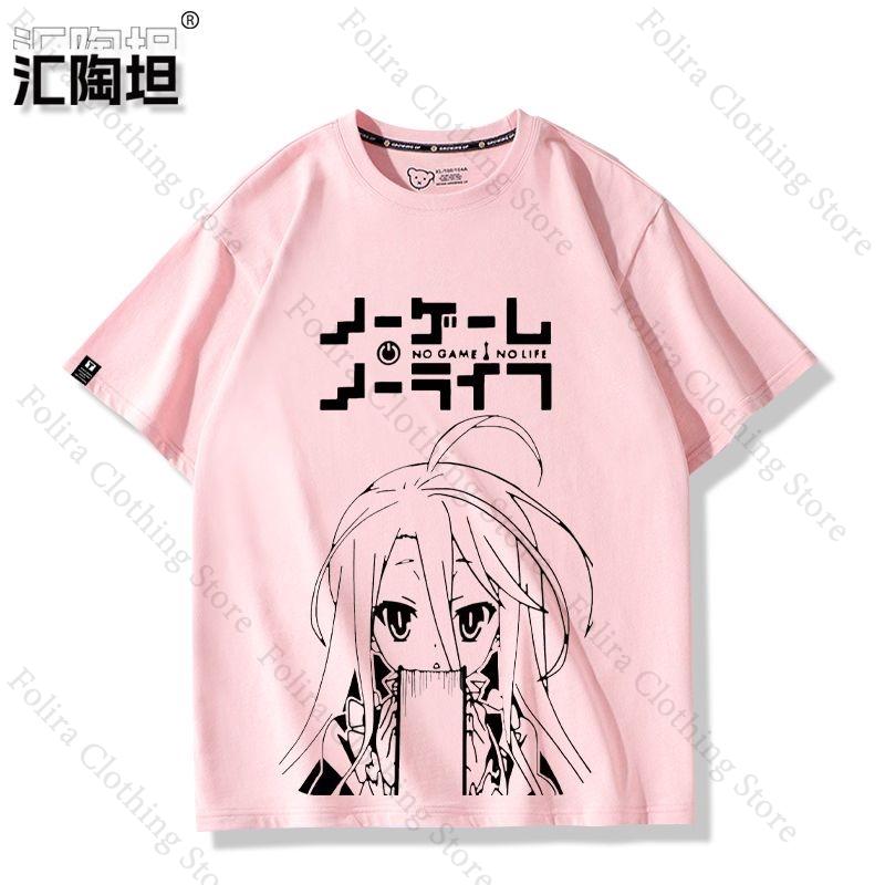 Anime NO GAME NO LIFE Shiro Series Print Tshirt Cotton Summer Tops Short Sleeve Tee Daily Clothing Unisex Women Clothes Tshirt S