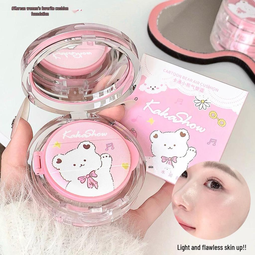 Kakashow Little Bear Cushion Foundation: Creamy, Waterproof, Long-Lasting BB Cream with Refill for Flawless Skin.