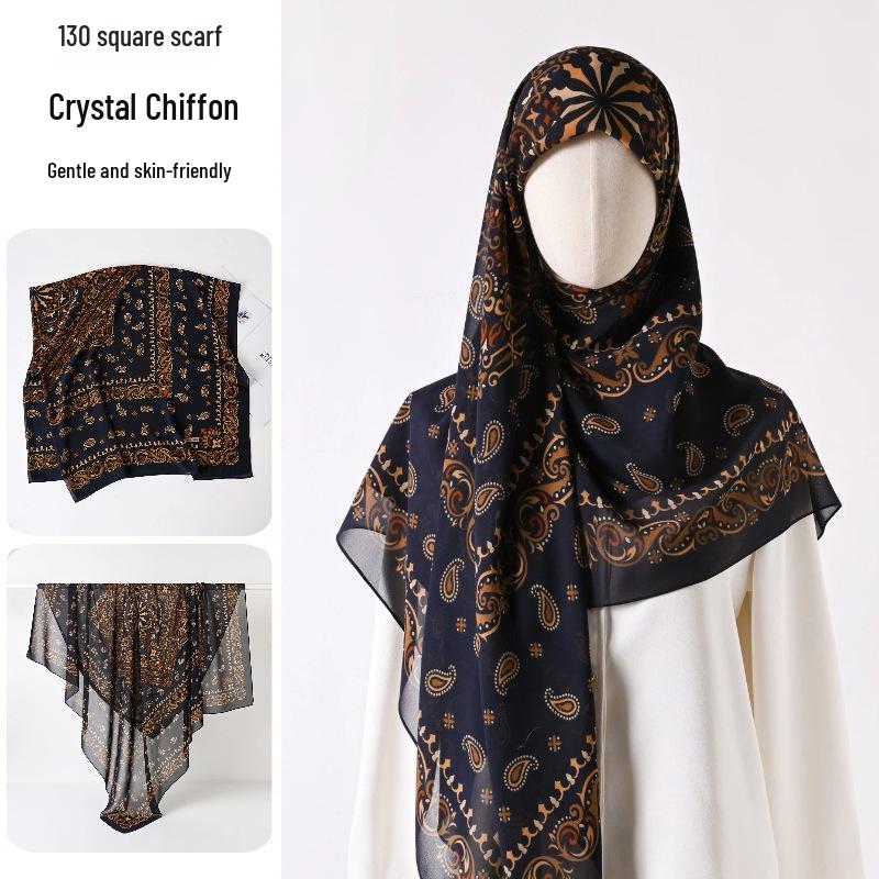 Damenmode 130x130 Seidenähnlicher Gaze Quadratischer Schal Stola - High-End, Leichtgewicht, Langer Schal