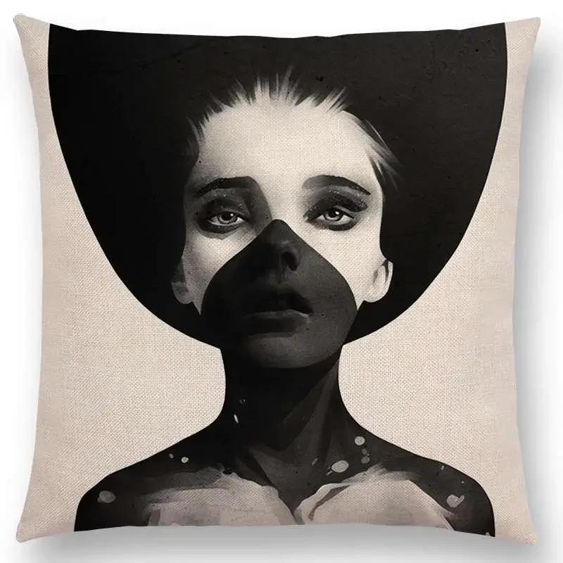 New Black White Style Wonder GirlSofa Pillow Case Elegant Lady Miracle Beauty Portrait Noble Mind Gorgeous Ideas Cushion Cover