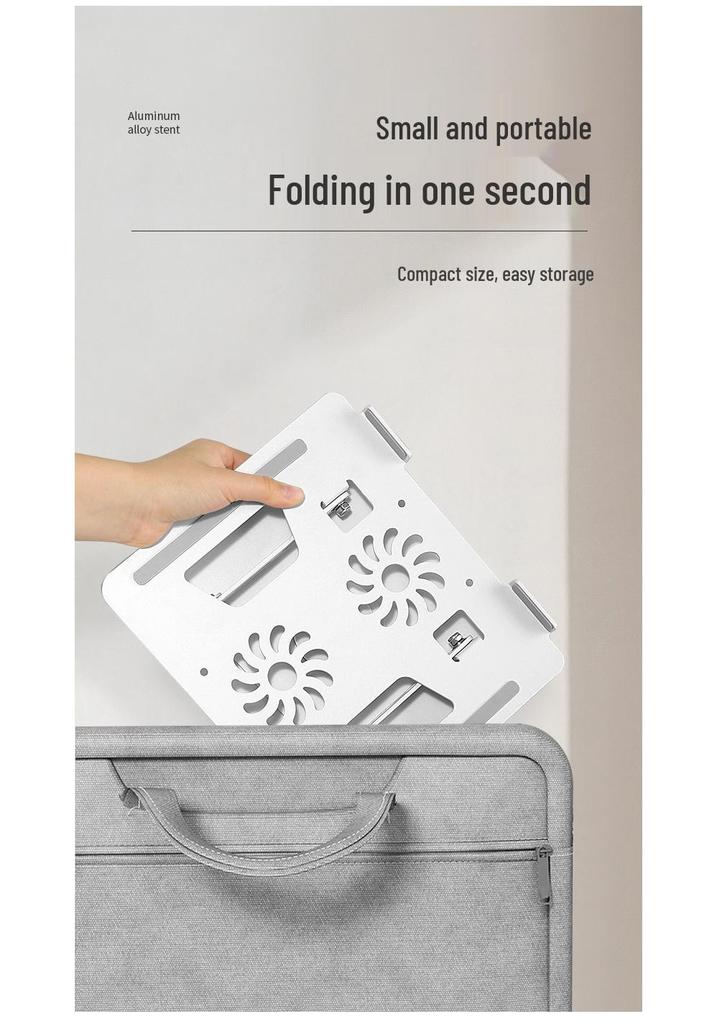 Foldable Adjustable Laptop Stand with Four Cooling Fans & Rotating Tablet Holder