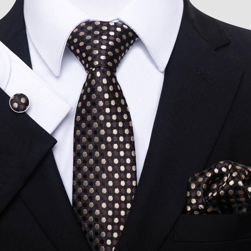 Men's Business Formal Tie Set: Includes Tie, Pocket Square & Cufflinks for Evening Parties. Fashionable & Popular.