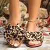 Women's Leopard Print Bow Flat Sandals