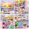 CUTEROOM DIY Dollhouse Miniature Handmade Kit Set with Flower and Sweet Easy English Beautiful Candy Shop Realistic LED Dustproof Display Cover