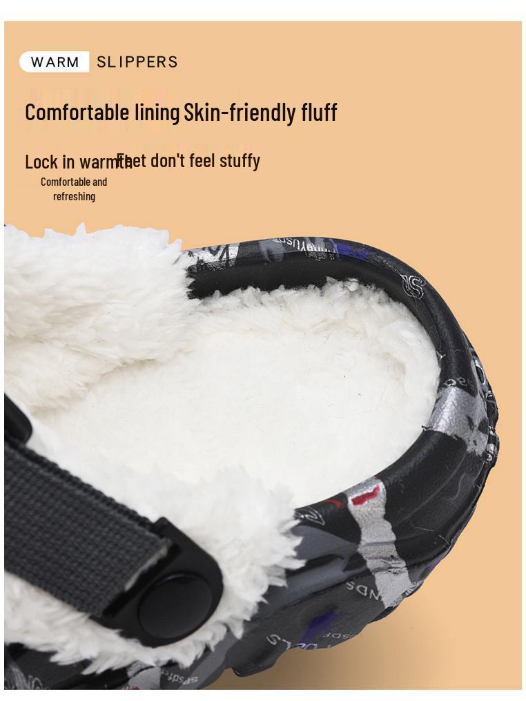 Men's Fleece-Lined Cotton Slippers - Lightweight Plus Size Closed-Toe Shoes