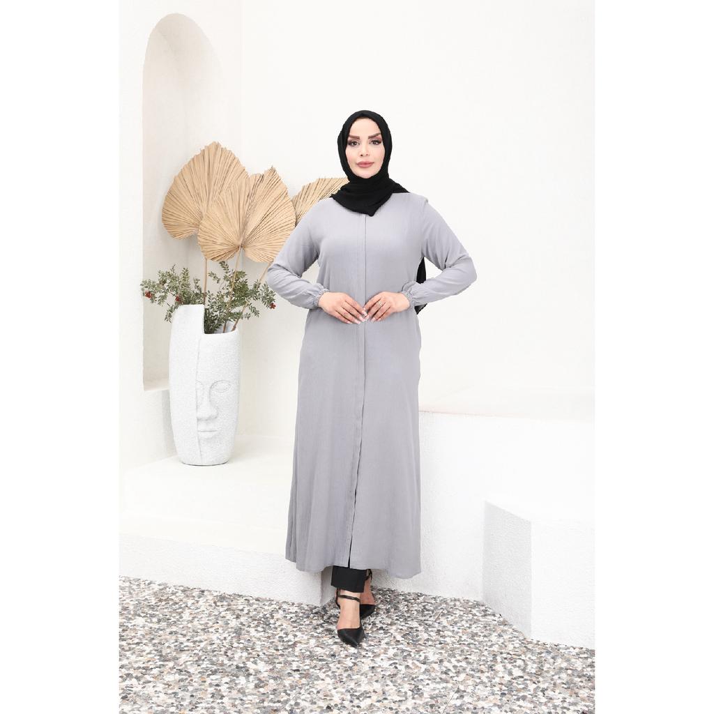 Abaya simplă zilnică de lungime întreagă, cu plăcuță ascunsă