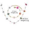 Gold Plated Stainless Steel Waterproof Necklace Bracelet Set Colorful Artificial Crystal Flower Chain Jewelry Set for Women Gift