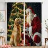 2pcs,2D Plane Printing Contemporary Curtains Santa Dog Christmas Gift (3) Polyester (without Rod) Festive Use for Kitchen Living