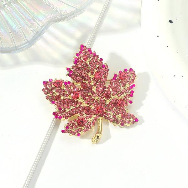 Rinhoo Full Rhinestone Maple Leaf Brooches For Women Luxury Red Green Blue Crystal Leaves Lapel Pins Fashion Plant Badge Jewelry