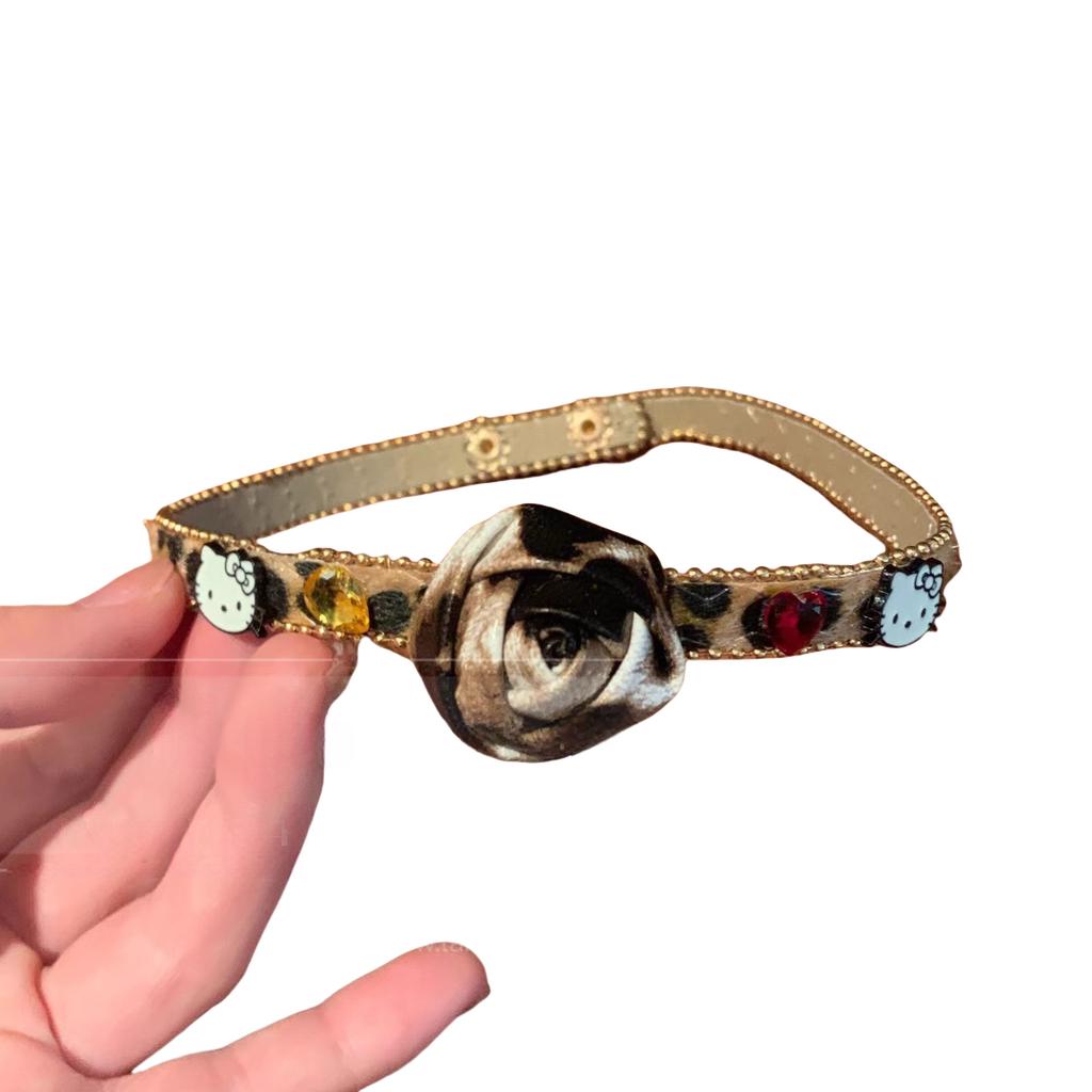 Sweet And Spicy Bud Choker Collar Female Coffee Leopard Print Autumn And Winter Plush Collarbone Chain Female Versatile Subculture Neck Chain Tide