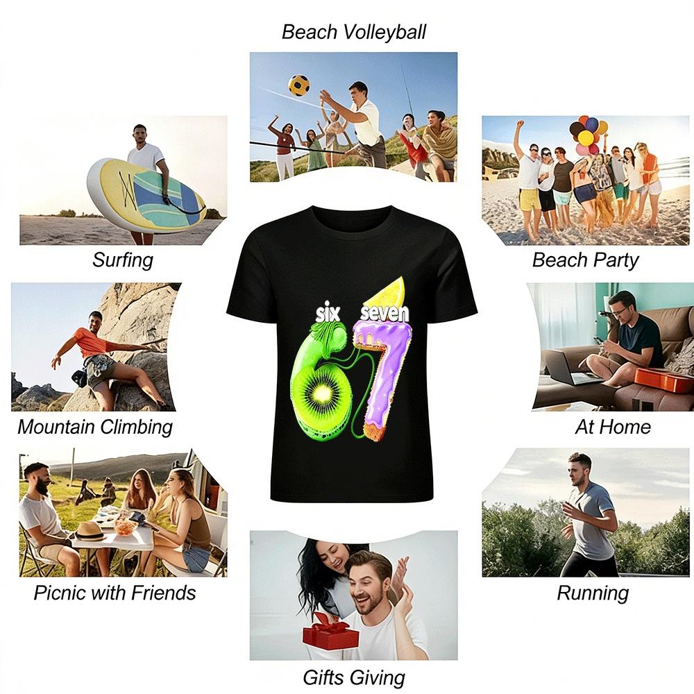 Fun Food Number 67 Print Casual Top For Men And Women Pure cotton T-shirt