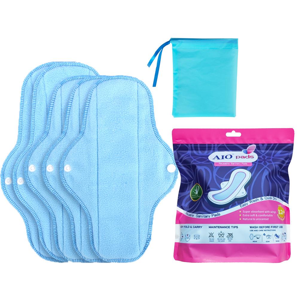 Blue Fleece Reusable Sanitary Napkin Set - African Aunt Day & Night Liner Pad