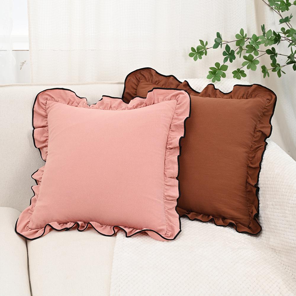 BUYNOW 1PC French ruffled skirt pillowcase without pillow core, living room sofa and bedroom cushion fabric decoration