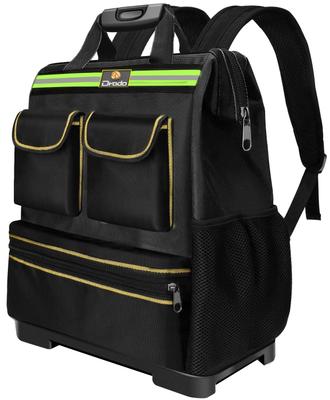 ANZOBEN Tool Tool Large Capacity Tool Bag with Bottom Panel and Reflective Strips for and Outdoor Use Bag, Backpack, Work, Carpentry, (Black)