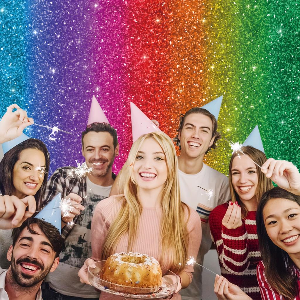 Flash Rainbow Background - Happy Party Decoration Princess Colorful Unicorn Flash Photography Background Banner