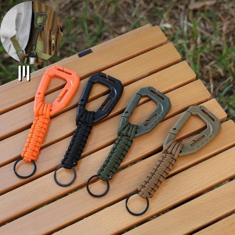 Water Bottle Hanging Buckle Backpack Carabiner Hiking Gadgets  Outdoor Parachute Rope Carabiner Hook Anti-lost Key Chain