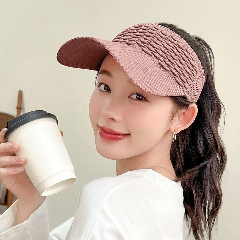 Korean Style Knit Duckbill Cap: Fish Scale Topless Summer Sun Hat for Outdoor Sports