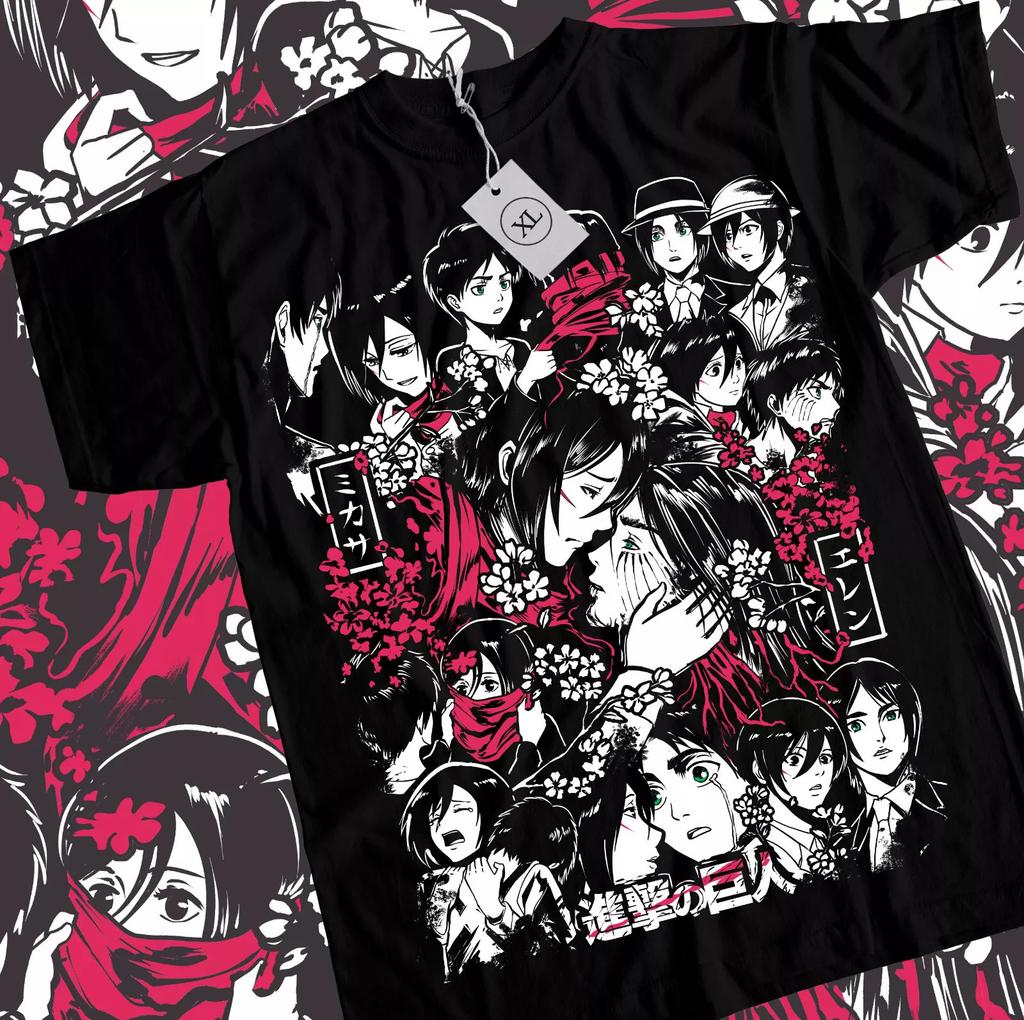 Attack Titans Mikasa Eren and Mikasa T-Shirt Girls Anime AOT Shirt T-Shirt Men's T-Shirt Summer New Men's and Women's Streetwear