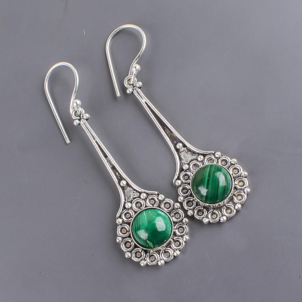 Malachite Earrings, 925 Sterling Silver Earrings Jewelry. Gift For Women Handmade Earrings Gemstone Jewelry