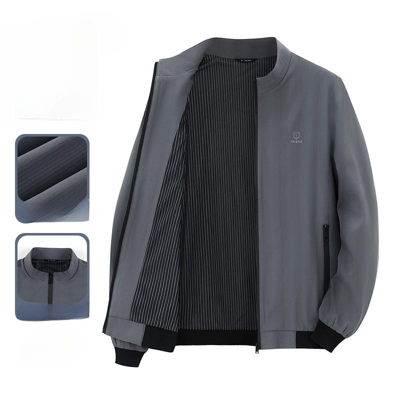 

Новая куртка с воротником-стойкой для папы, весенняя и осенняя куртка для мужчин среднего и пожилого возраста, универсальная куртка для мужчин среднего возраста M серый