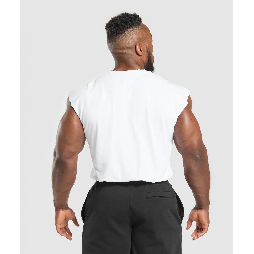 Gymshark Camiseta sin mangas Critical Cut Off Blanco A1a2s Wb57