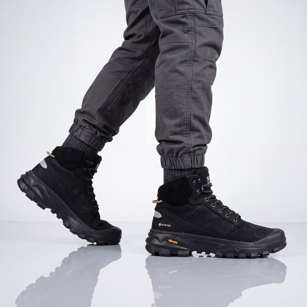 Palladium Pallarider Mid GTX Gore-Tex - Herren Boots Stiefel Leder Schwarz 79575-008-M ORIGINAL