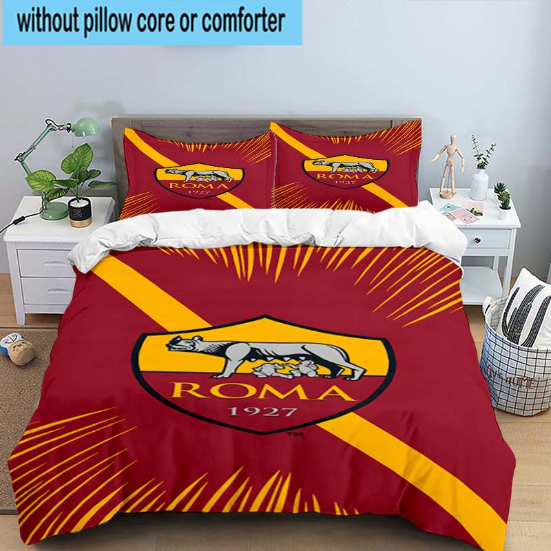 Set Biancheria da Letto Stampato 3 Pezzi Wolf Football Club Roma Copripiumino Chiusura Include 1 Copripiumino & 2 Federe Set Biancheria da Letto Arredamento Casa Regali