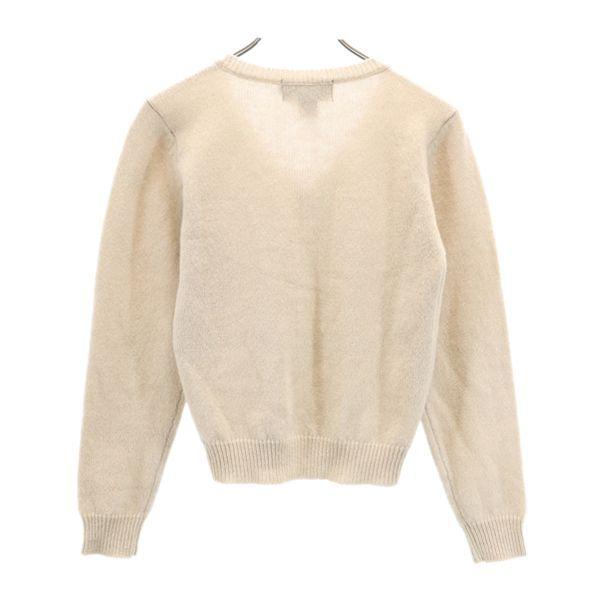 RALPH LAUREN One point embroidery Long sleeve V neck sweater S Beige knit Women Used