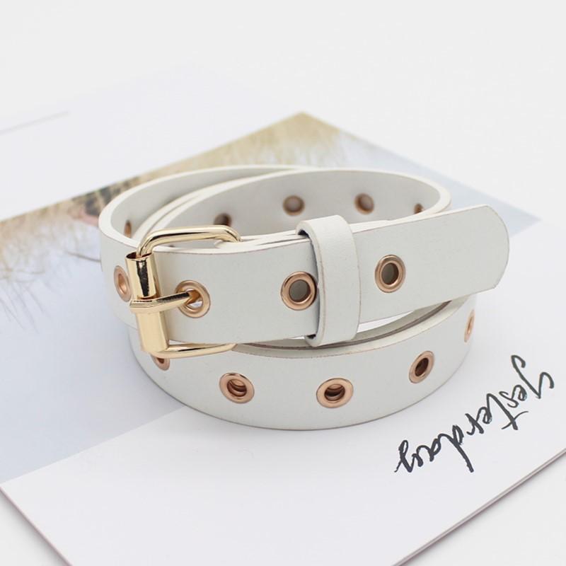 Γυναικεία δερμάτινη ζώνη με στρογγυλή μεταλλική πόρπη με αγκράφα Ζώνη μόδας γραμμή με δακτύλιο ζώνης μέσης