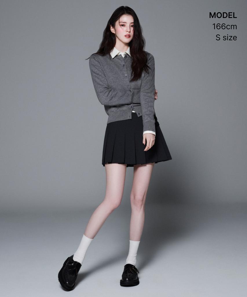 Musinsa Standard Woman Women'S Low Rise Buckle Pleated Mini Skirt [Gray]