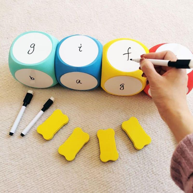 1Pc Dry Erase Block Write On Wipe Off Dry Erase Multipurpose Educational Dice Dry Erase Cube White Boards Dice Cube