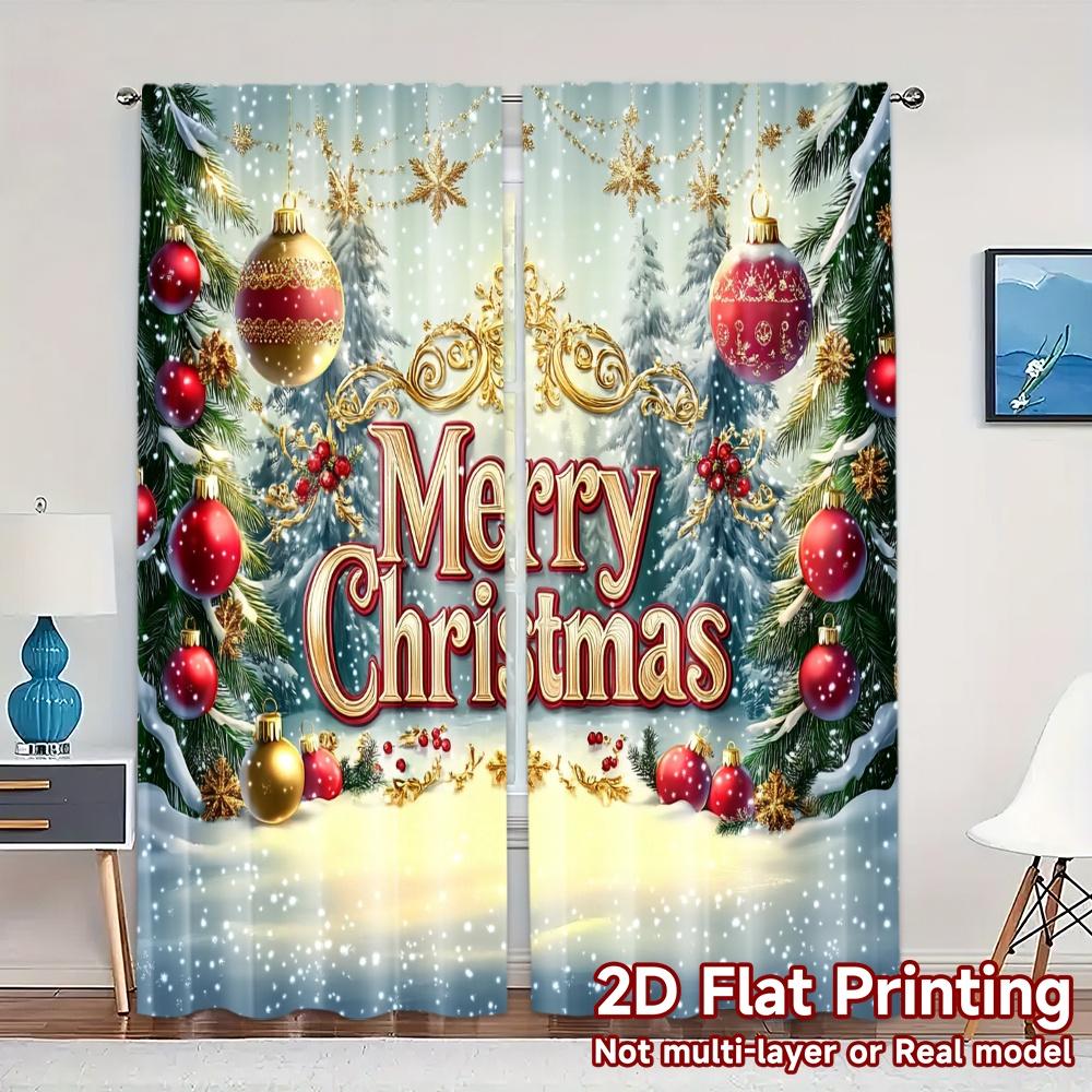 

2 шт., Шторы Christmas33 (3) Модные Популярные Шторы Прочные Полиэстеровые Шторы Украшения Для Наружного Использования для Спальни, 52.50×116.00 CM 2pcs