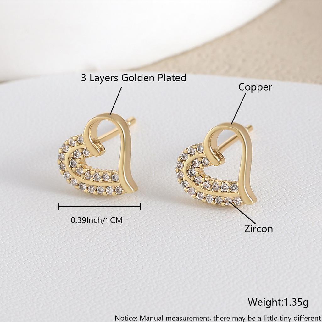 Luxury-luxurious Style Heart-shaped Earrings, Mini Earrings, Fashionable, Niche, Versatile, High-end Ear Jewelry for Women