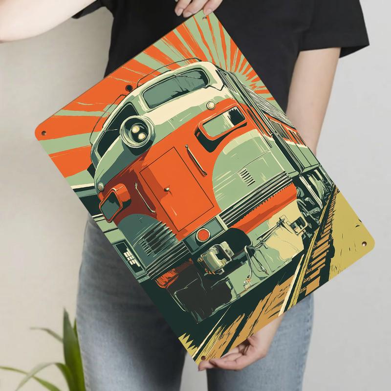 

Vintage Steam Locomotive Metal Wall Art American Industrial Style Home Decor for Living Room Bar 20x30cm（7.8x11.8inch）