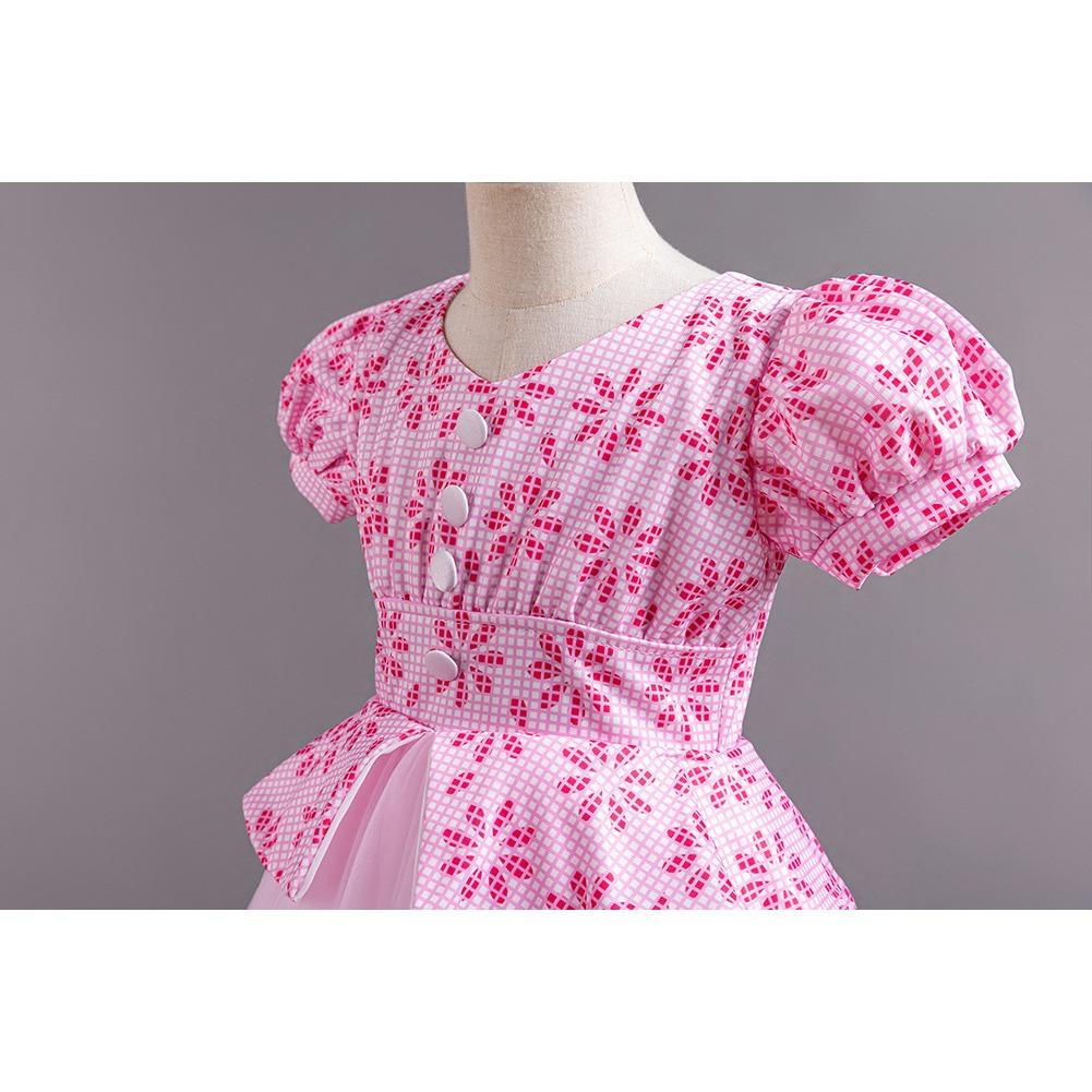 Children's Princess Dresses Thousand Birdie Patchwork Mesh Puffy Long Bubble Sleeve Girls' Stage Performance Dresses  Girl's Favourite Dress