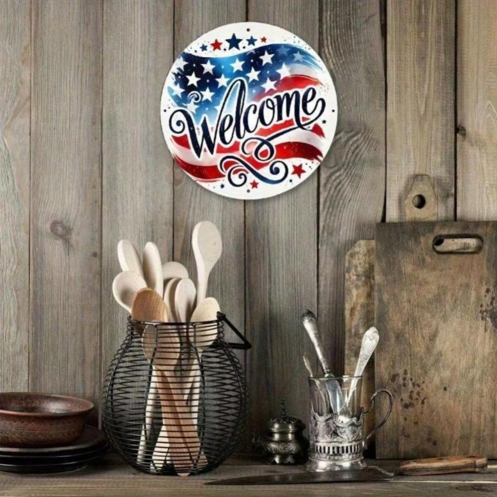 Metal Wall Art American Flag Patriotic Decor Bar Club Kitchen Hanging Painting Independence Day Home Decoration