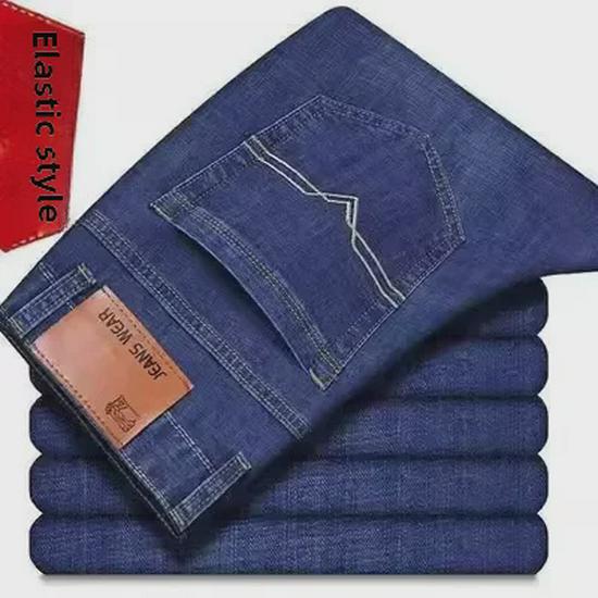 Jeans de Trabalho Elásticos de Verão Soltos Retos Masculinos