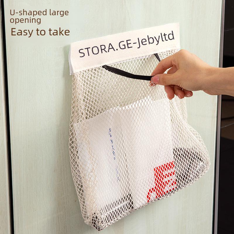 Wall Mounted Grocery Bag Storage Organizer, Kitchen Hanging Storage Bag Dispenser, Mesh Produce Bag Holder for Pantry Door