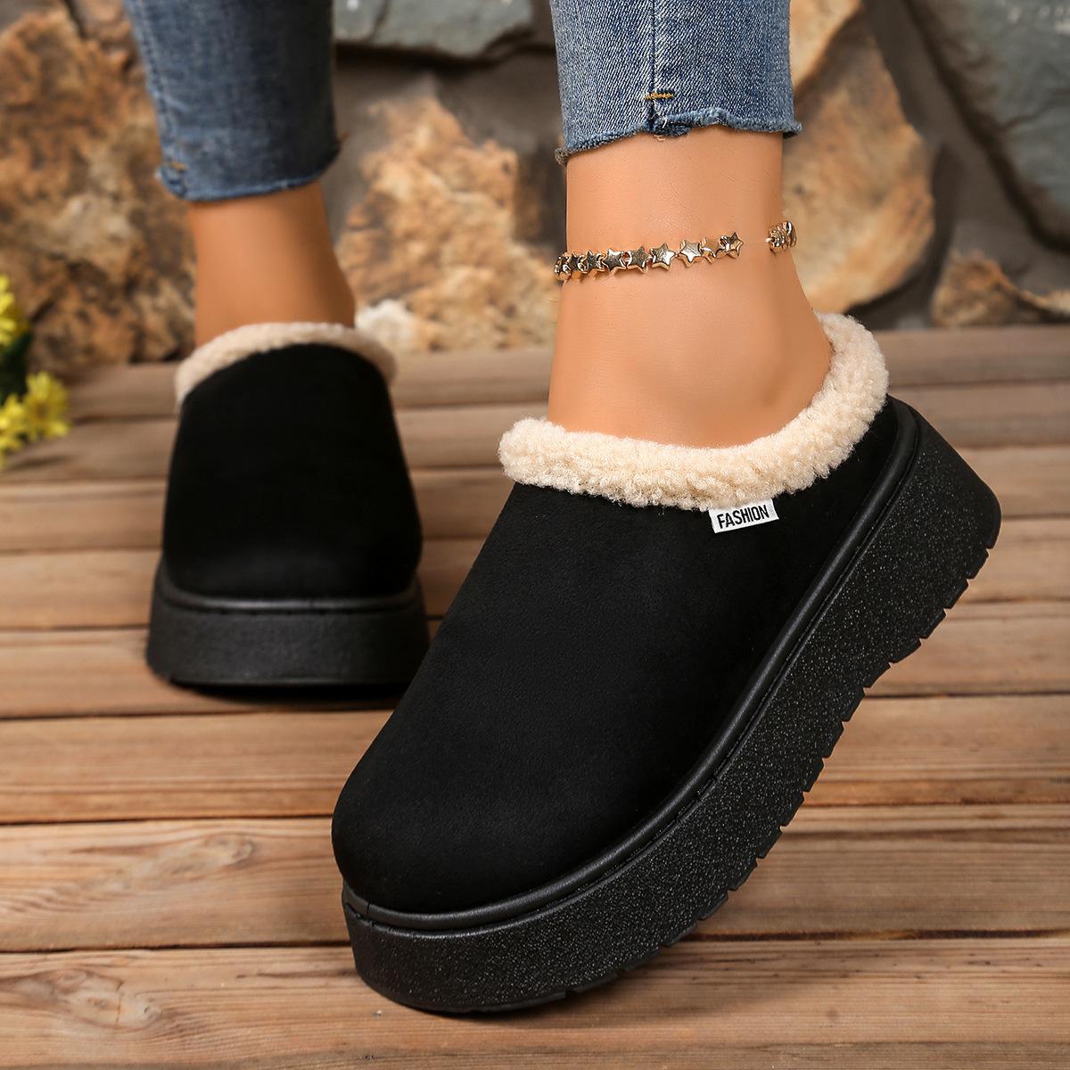 

Wear Retro Snow Boots To Increase Height, Birkenstock 2025 Platform with Fleece Thickened, Toe and Half Slippers for Women s Warmth 41